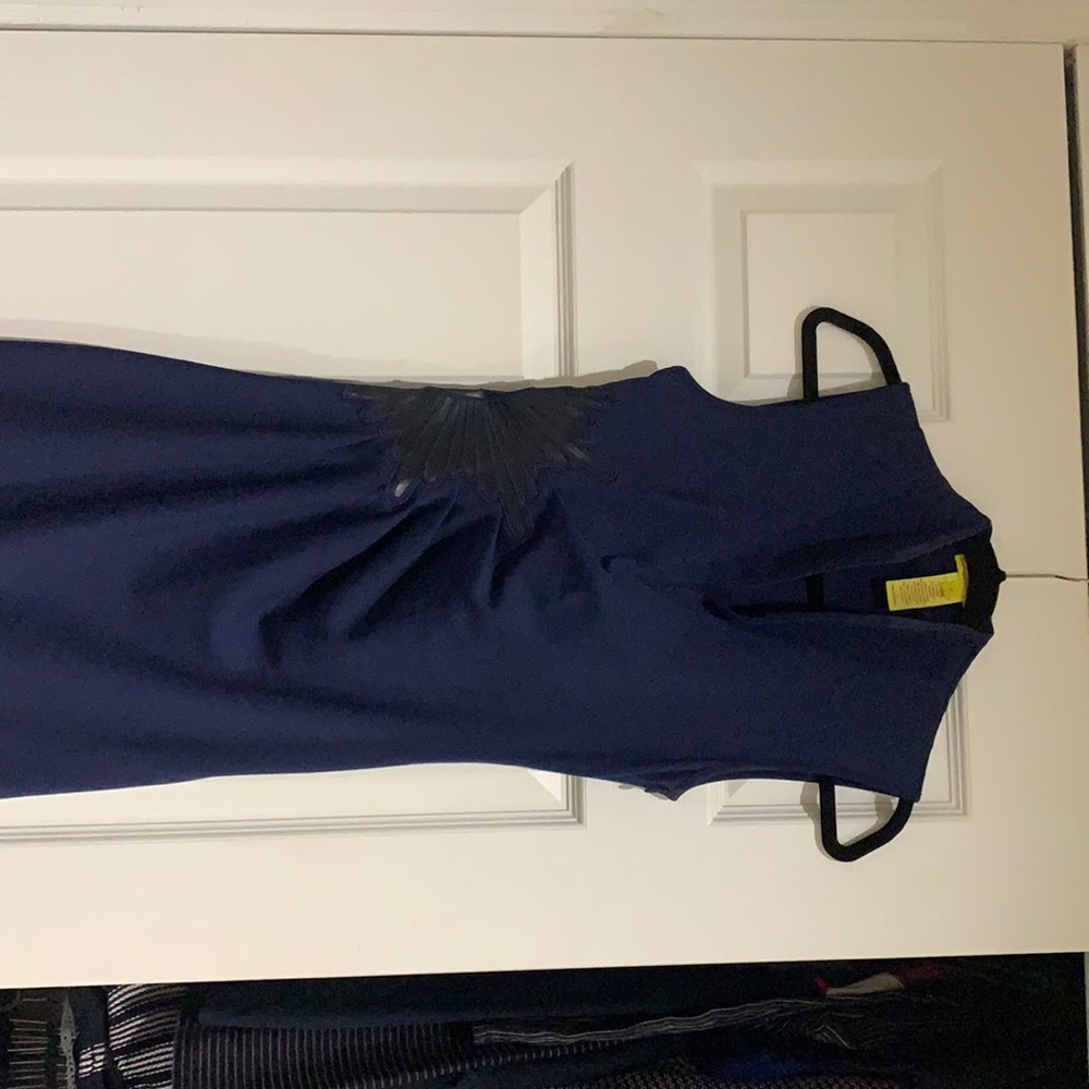 Catherine Malandrino rare navy dress with flower detail on the side